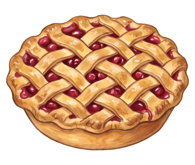 Illustrated handmade cherry lattice pie