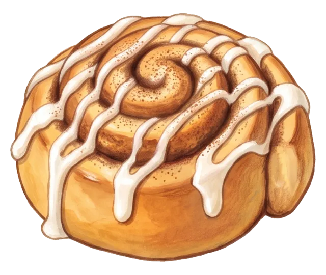 Illustrated frosted cinnamon roll